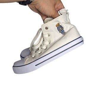 POLO Ralph Lauren HAMPTYN Hi II Bear White High Top Sneakers Shoes Kids Size 2